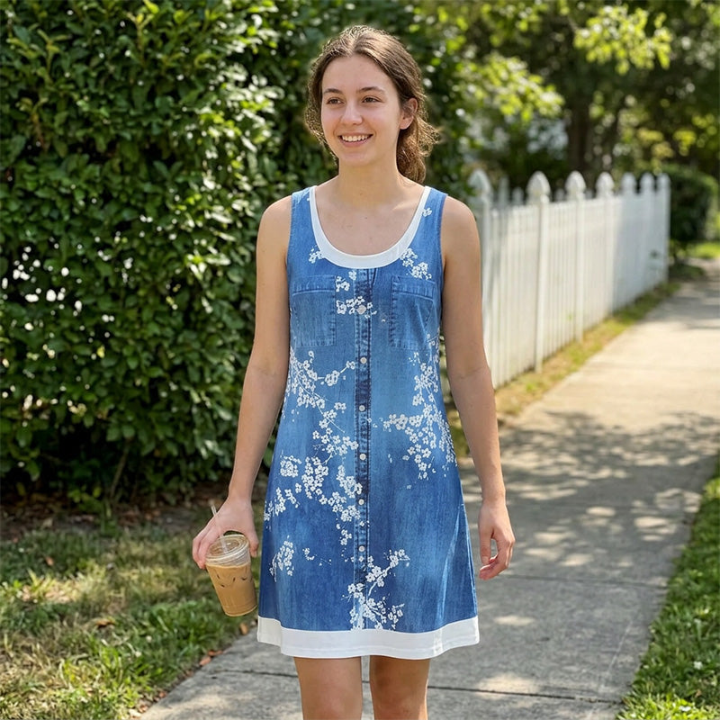 Novalie - Robe courte femme effet denim sans manches