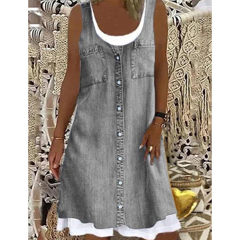Novalie - Robe courte femme effet denim sans manches