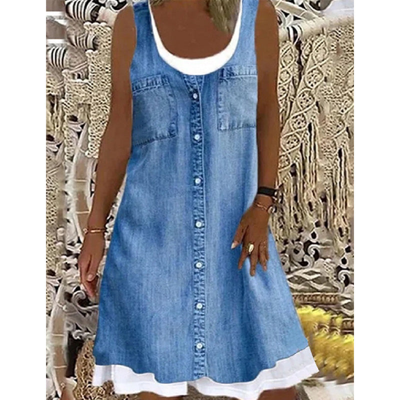 Novalie - Robe courte femme effet denim sans manches