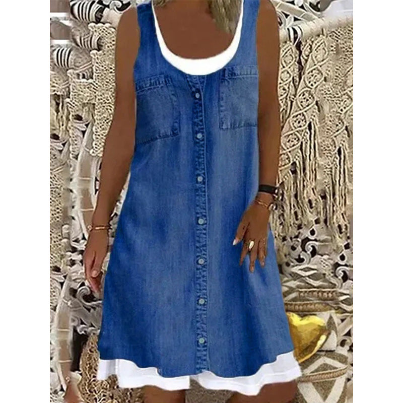 Novalie - Robe courte femme effet denim sans manches