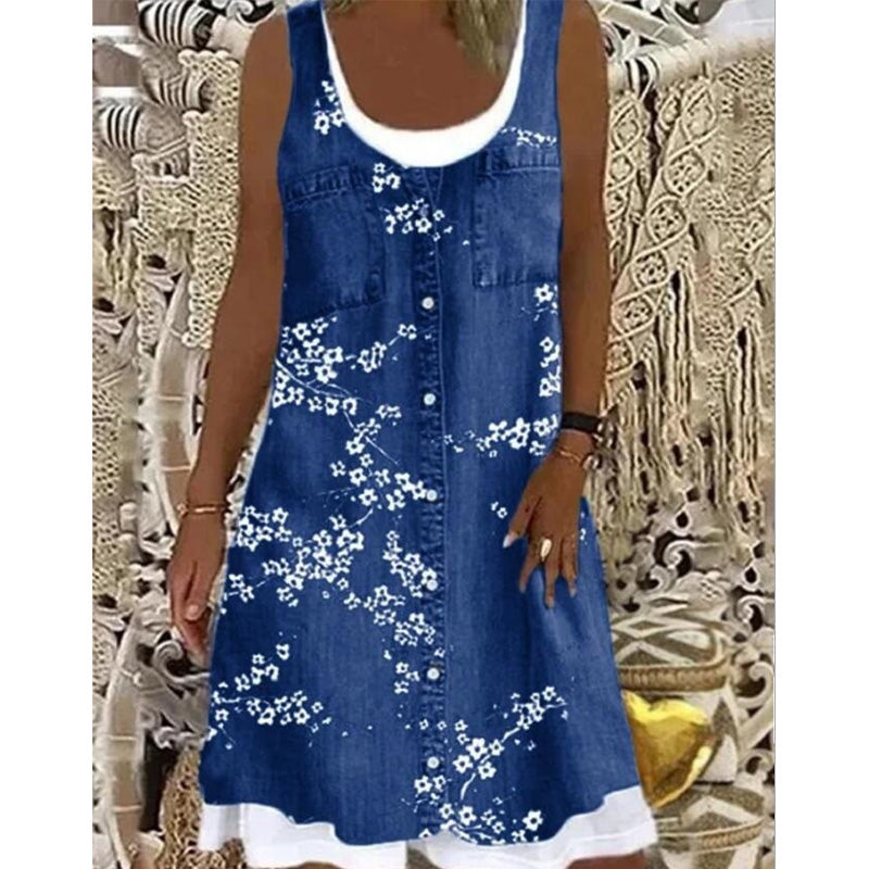 Novalie - Robe courte femme effet denim sans manches