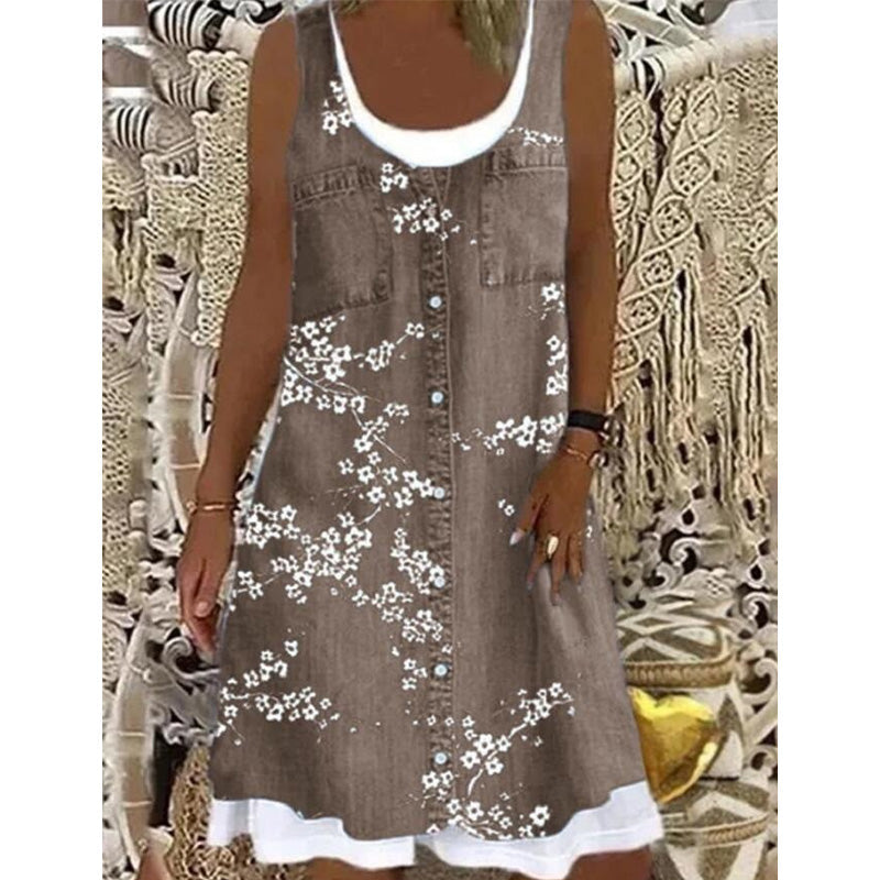 Novalie - Robe courte femme effet denim sans manches