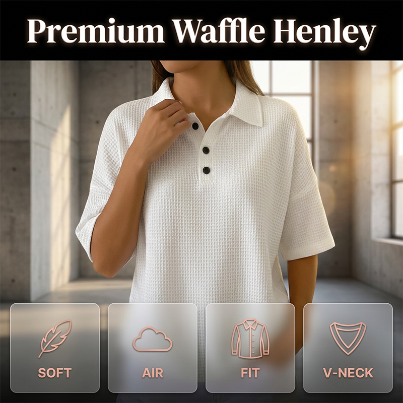 Orelina - Polo femme texturé à col boutonné coupe décontractée