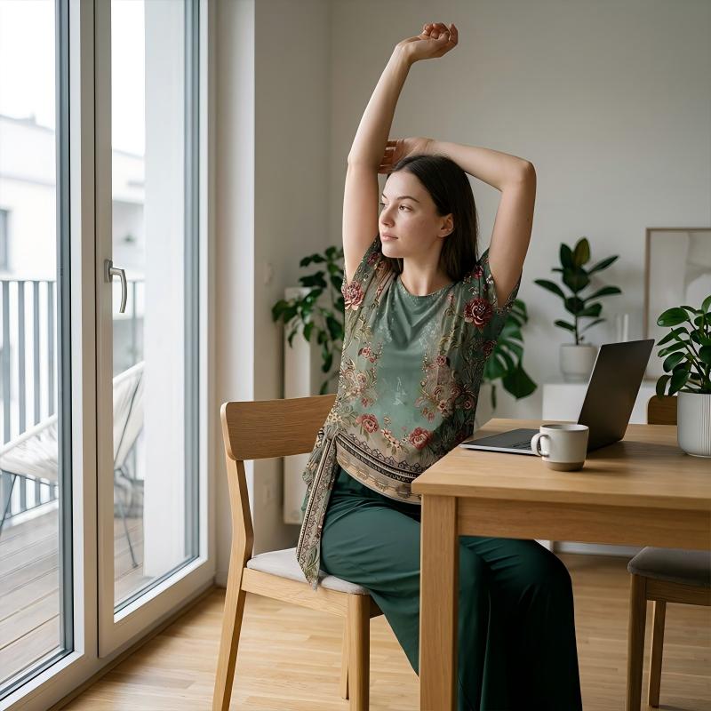 Rivana - Ensemble femme imprimé avec haut noué et pantalon large