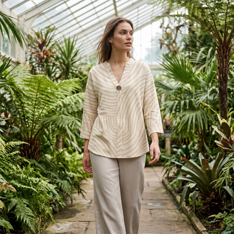 Talisse - Ensemble femme rayé deux pièces avec pantalon large