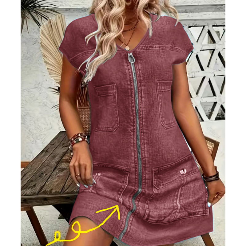 Amorine - Robe femme décontractée zippée avec poches
