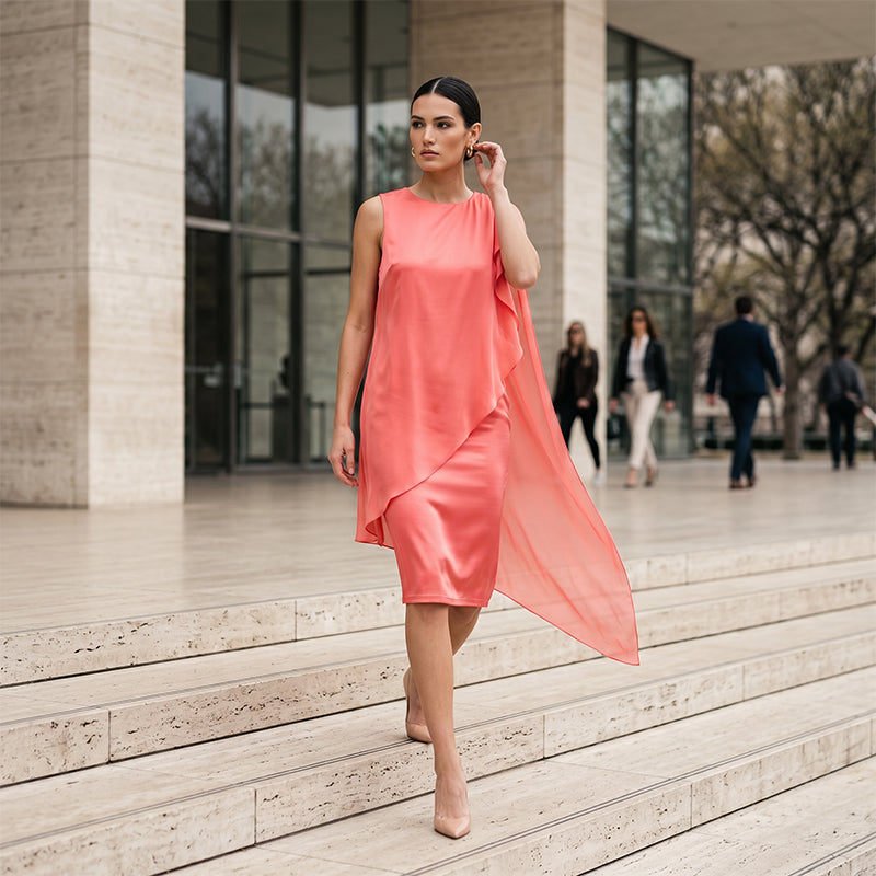 Zorina - Robe femme en mousseline à ourlet asymétrique