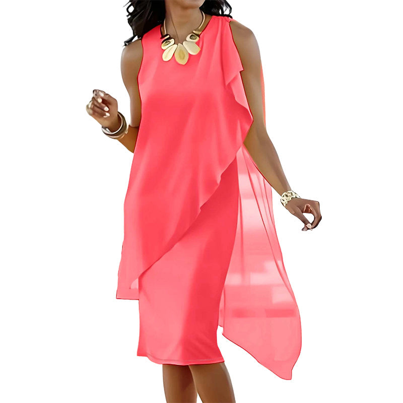Zorina - Robe femme en mousseline à ourlet asymétrique