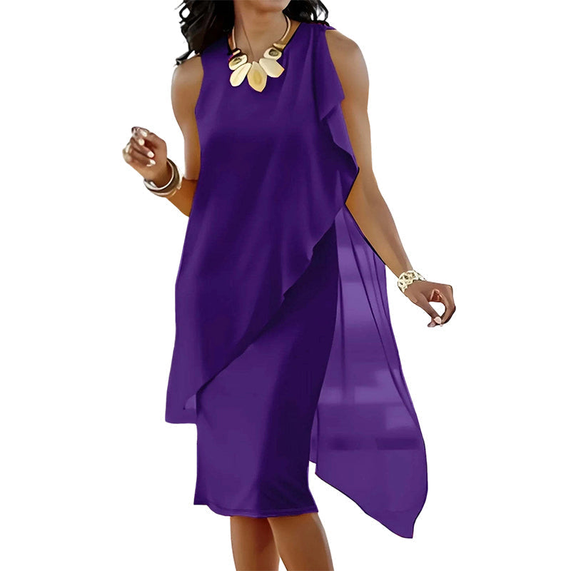 Zorina - Robe femme en mousseline à ourlet asymétrique