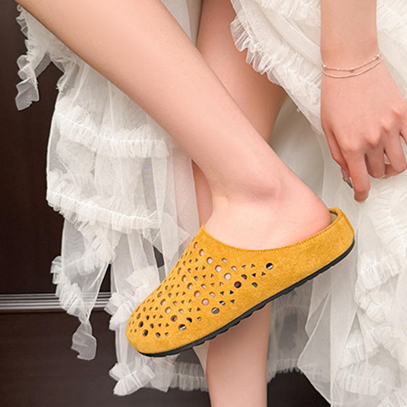 Galessa - Chaussons femme ajourés en suède artificiel