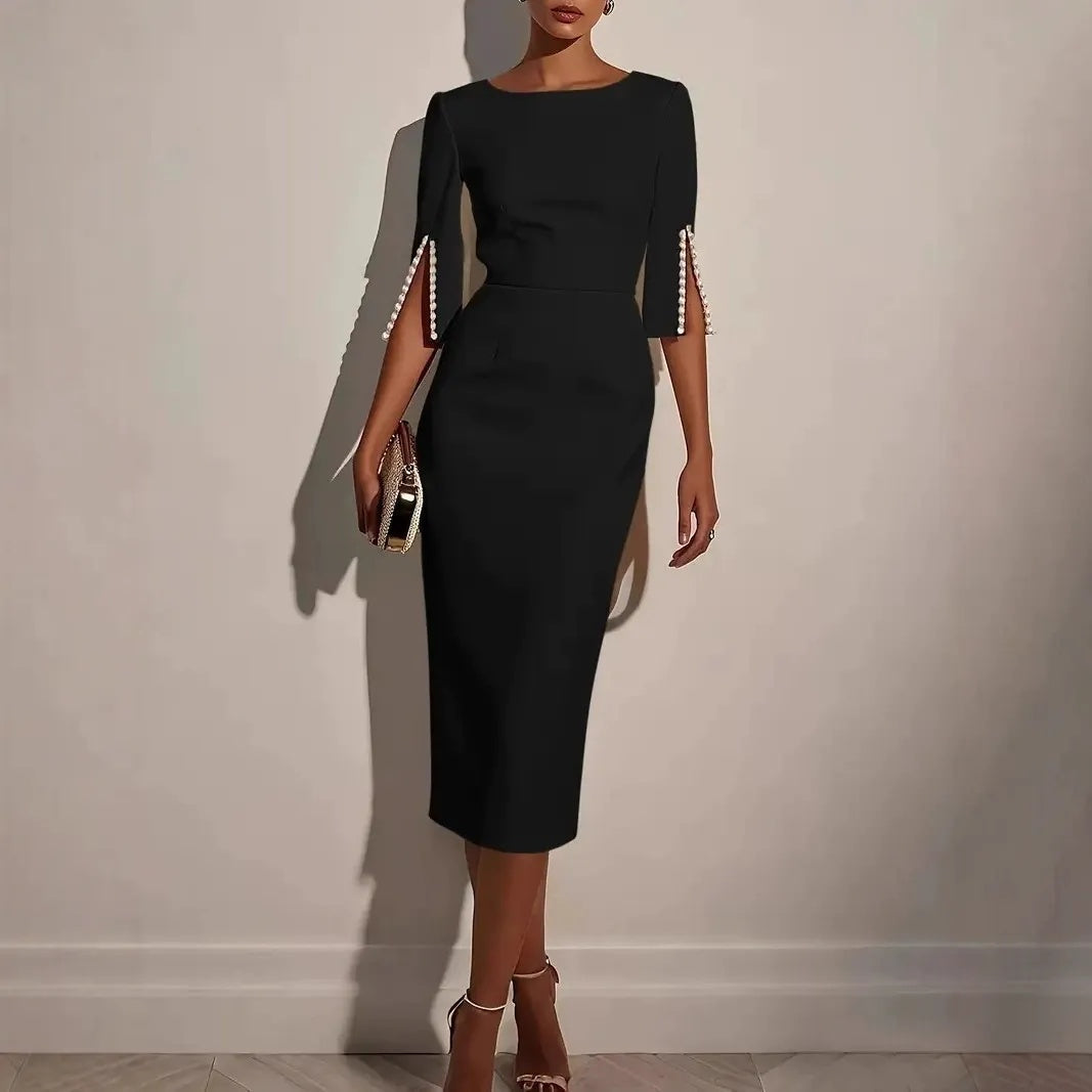 Mieke - Robe crayon femme à manches fendues