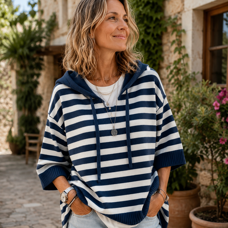 Kiara - Sweat à capuche femme rayé Confort