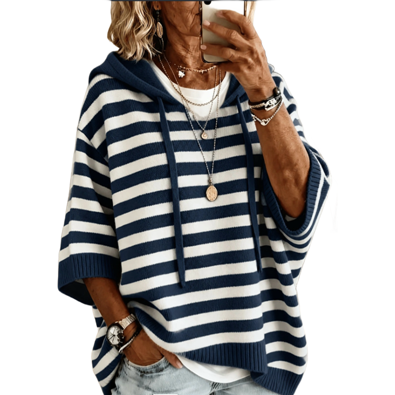 Kiara - Sweat à capuche femme rayé Confort