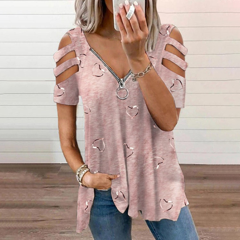 Roos - T-shirt femme épaules dénudées avec zip