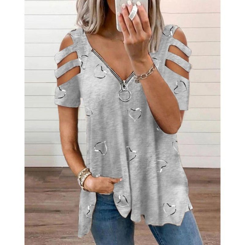 Roos - T-shirt femme épaules dénudées avec zip