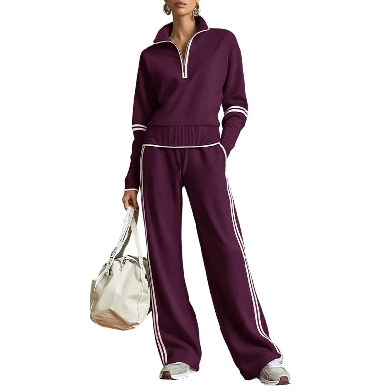 Aaltina - Ensemble survêtement femme à demi-zip et pantalon large