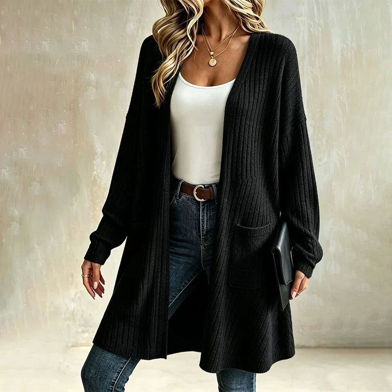 Doortje - Cardigan femme côtelé long avec poches