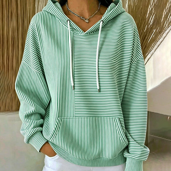 Floralie - Sweat à capuche femme rayé avec poche kangourou et cordons