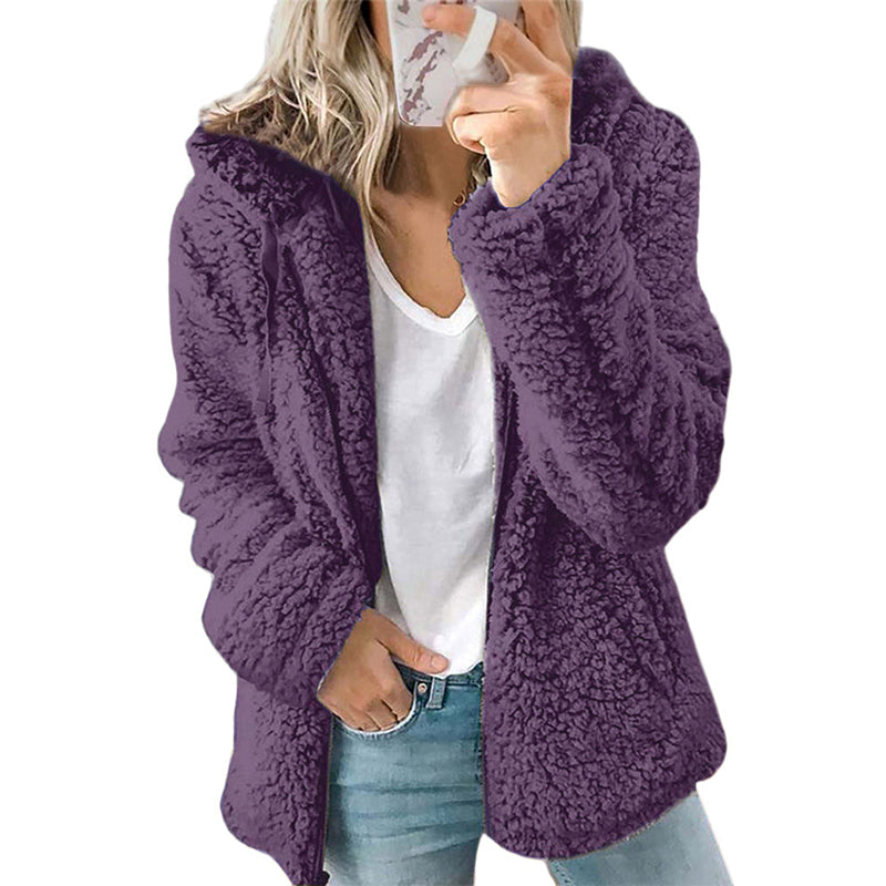 Zwanette - Veste polaire femme à capuche zippée en peluche douce