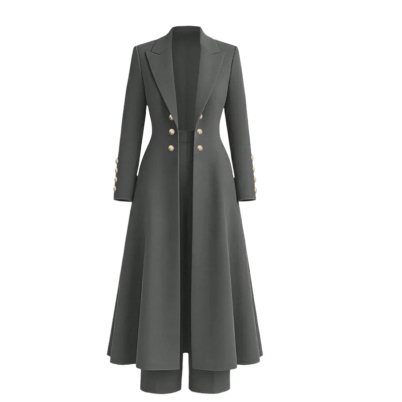 Wiesje - Ensemble tailleur femme avec manteau long et pantalon droit