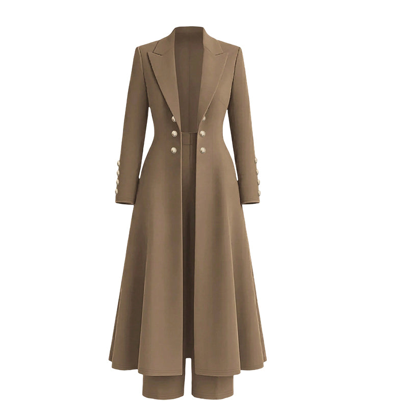 Wiesje - Ensemble tailleur femme avec manteau long et pantalon droit