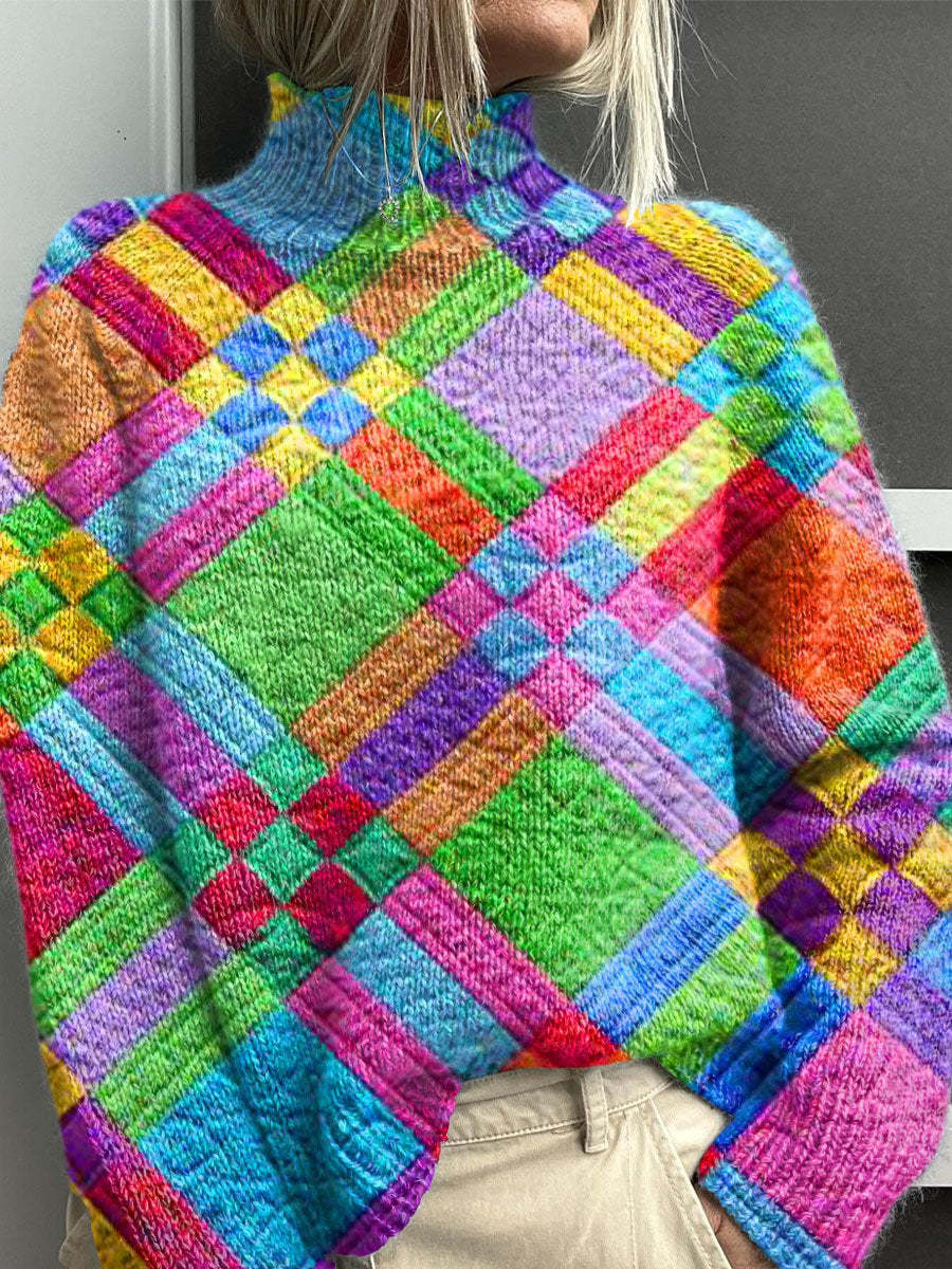 Noelle™ - Pull Col Roulé Arc-en-Ciel