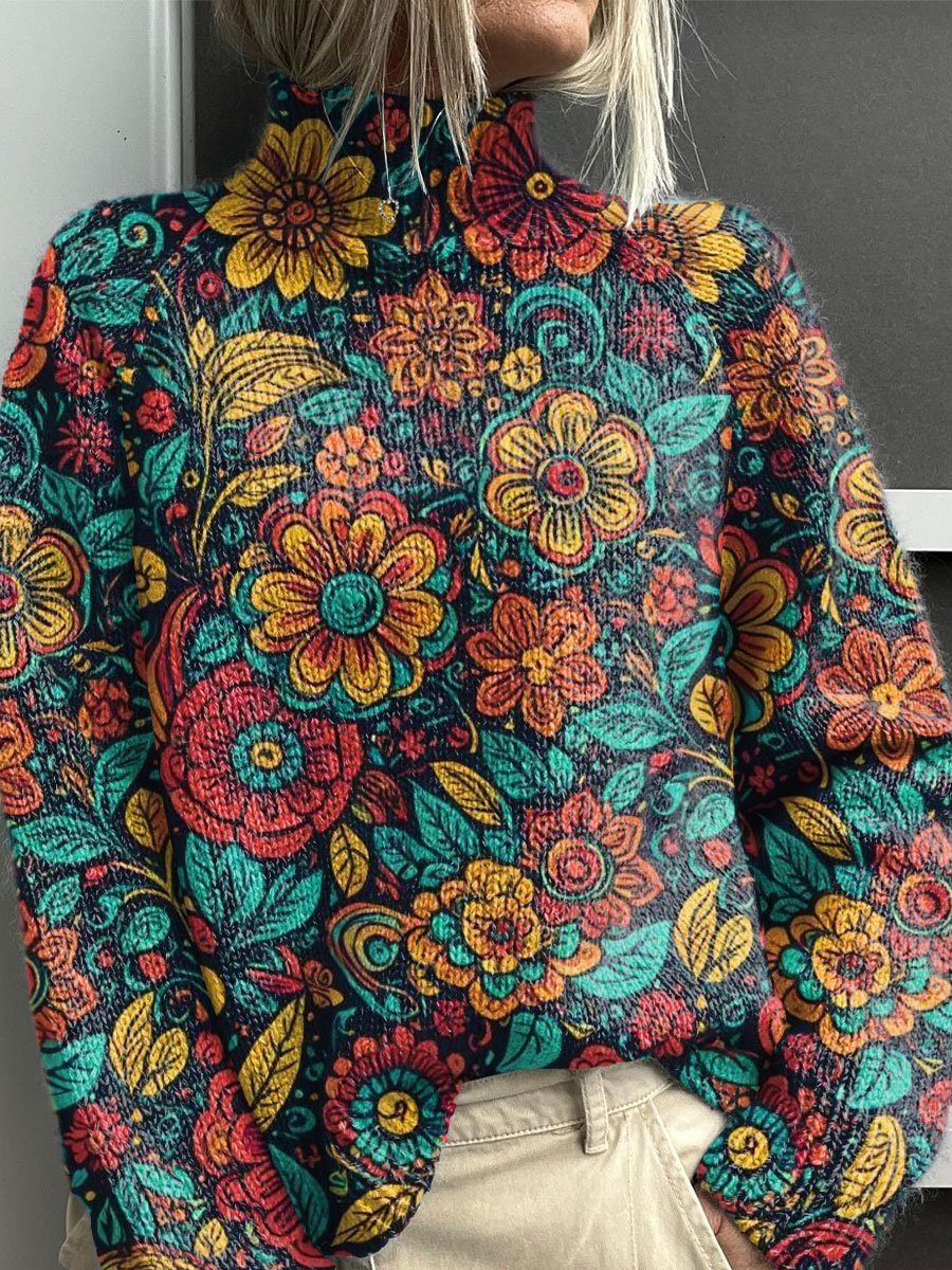 Noelle™ - Pull Col Roulé Arc-en-Ciel
