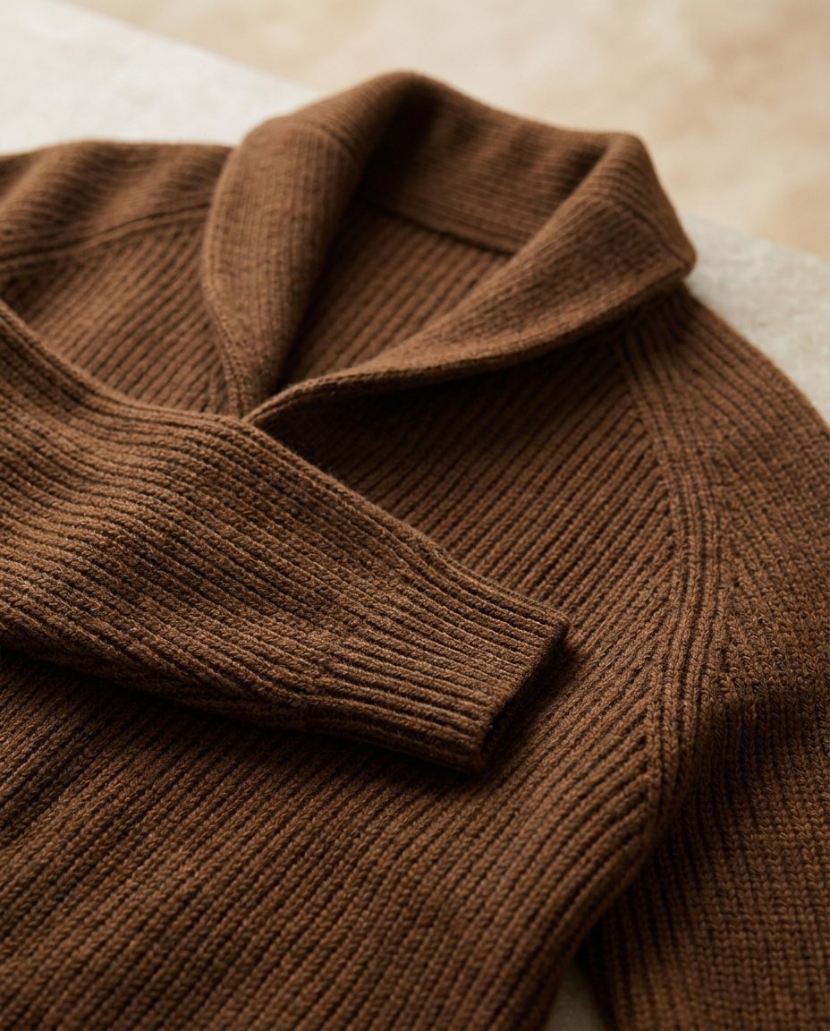 Kevin - Cardigan homme en maille côtelée à col châle et boutons