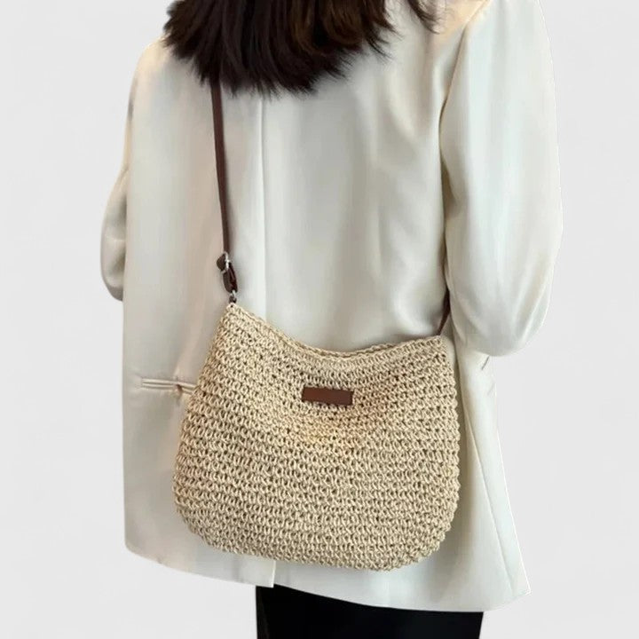 Mirelina™ - Sac femme bandoulière raphia tressé style boho naturel