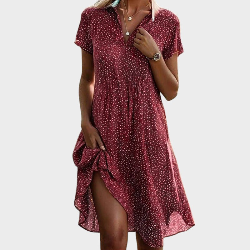 Janina™ - Robe midi à pois élégante et confortable
