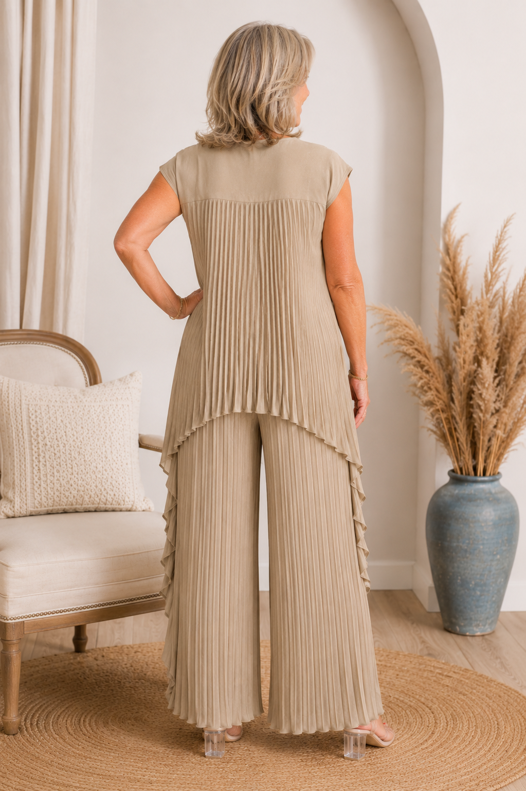 Maevis - Ensemble femme plissé avec pantalon large