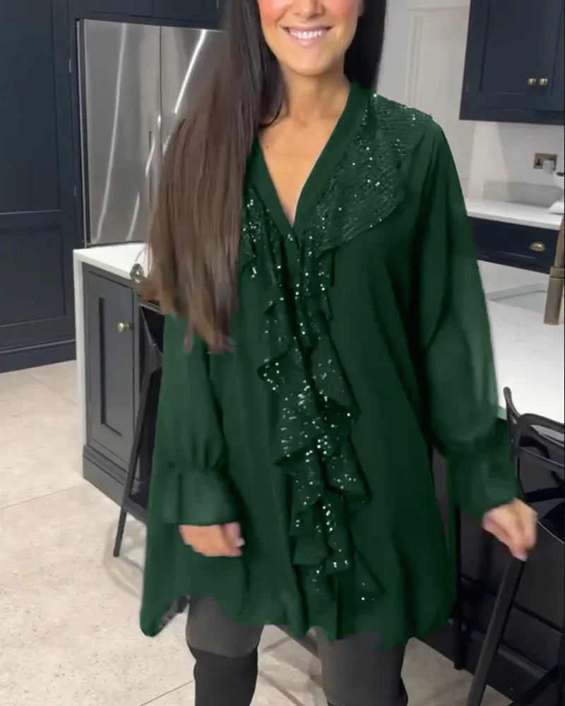 Tharalyn - Blouse Élégante à Volants Fluides