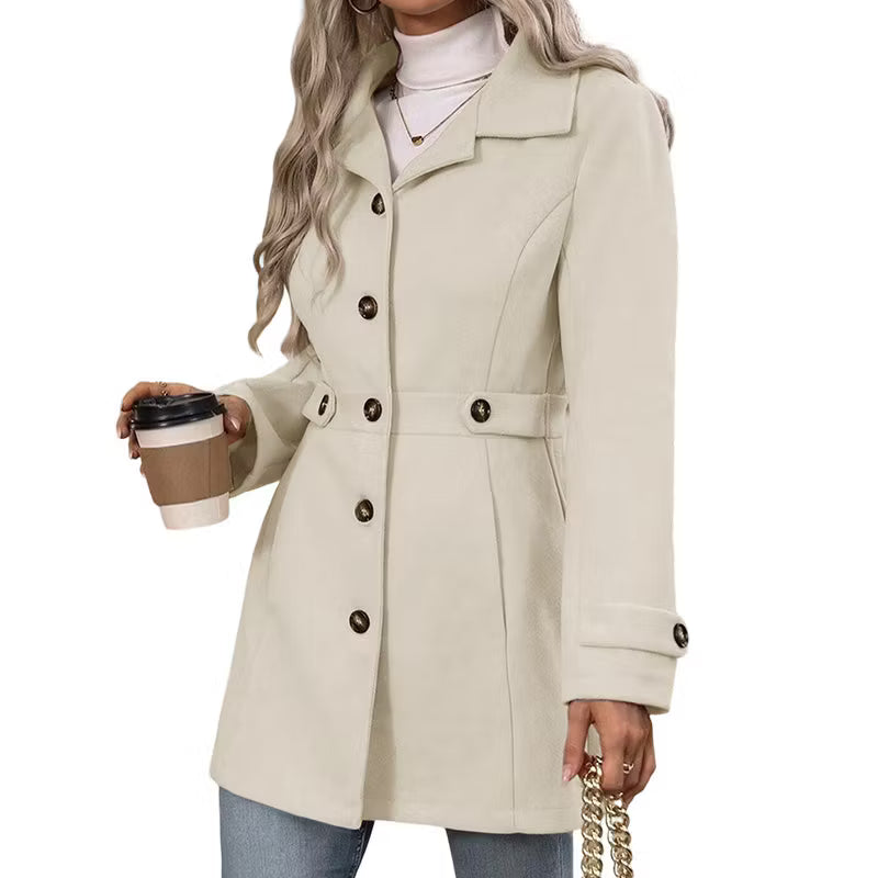 Wilma - Manteau cintré femme à boutons et col à revers élégant