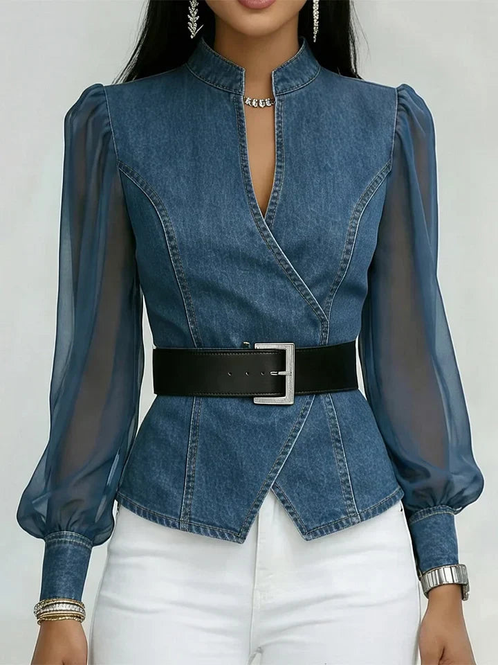 Quinellea™ - Chemisier Structuré en Denim Élégant
