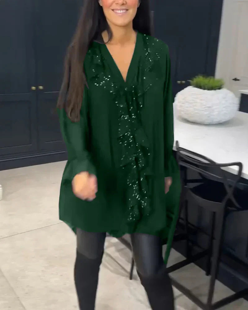 Tharalyn - Blouse Élégante à Volants Fluides