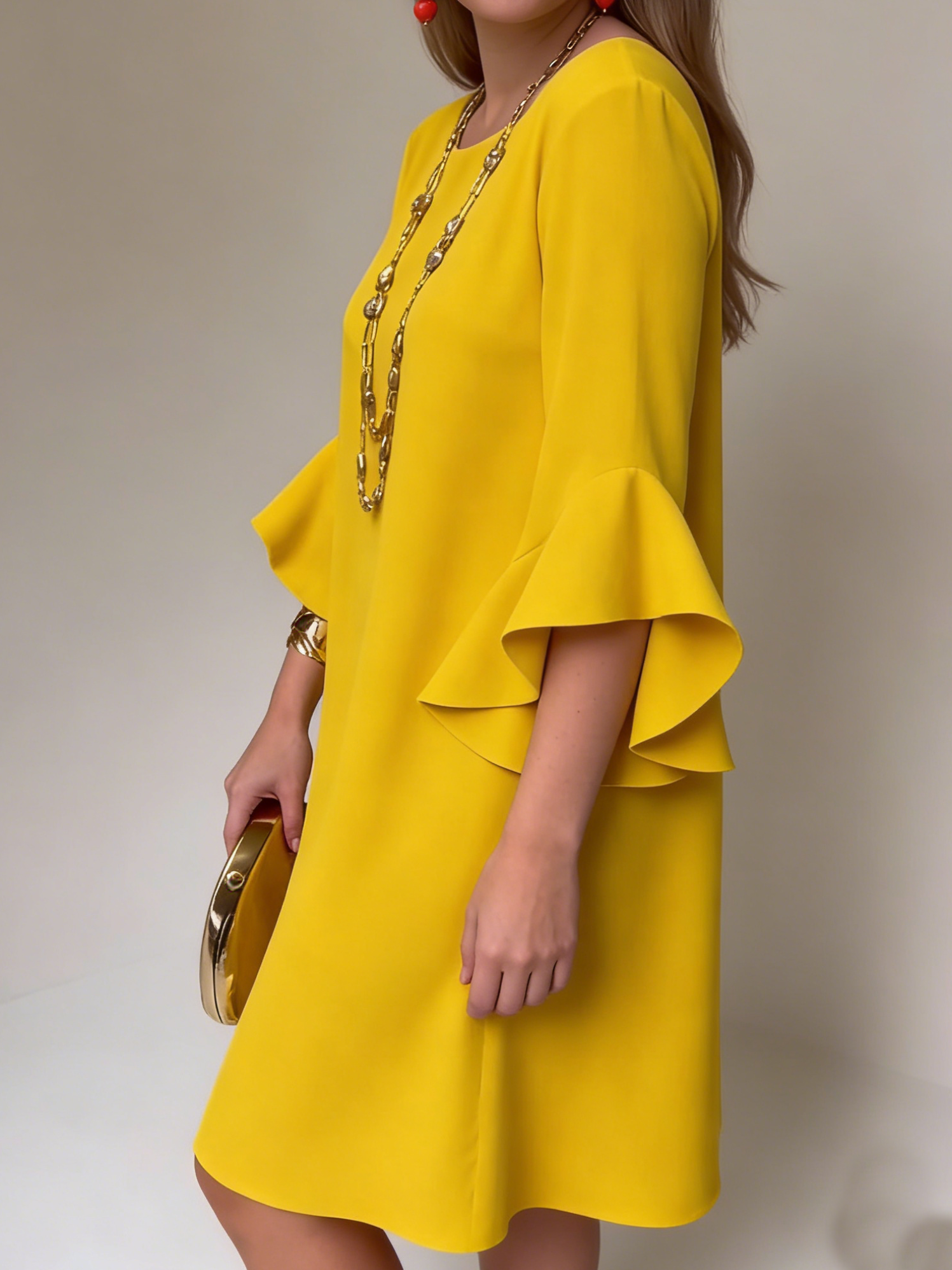Eryza™ - Robe Femme Fluide Manches à Volants Coupe Confort Style Élégant
