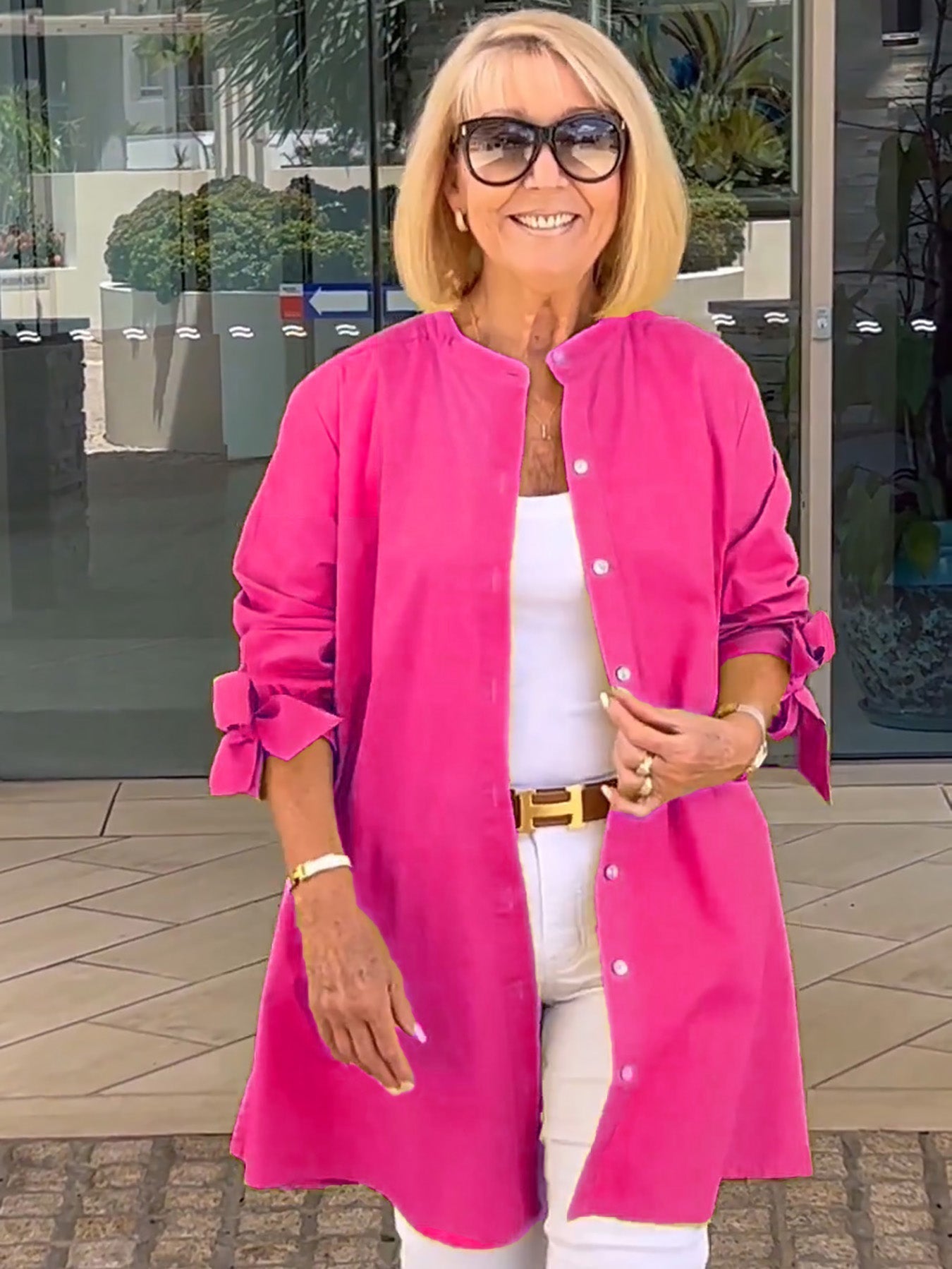 Liora™ - Veste Chemise Longue Boutonnée en Coton (Aujourd'hui seulement : 1 acheté = 1 offert !)