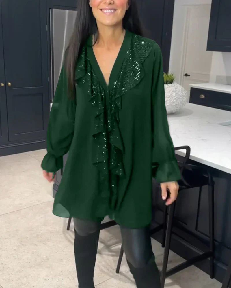 Tharalyn - Blouse Élégante à Volants Fluides