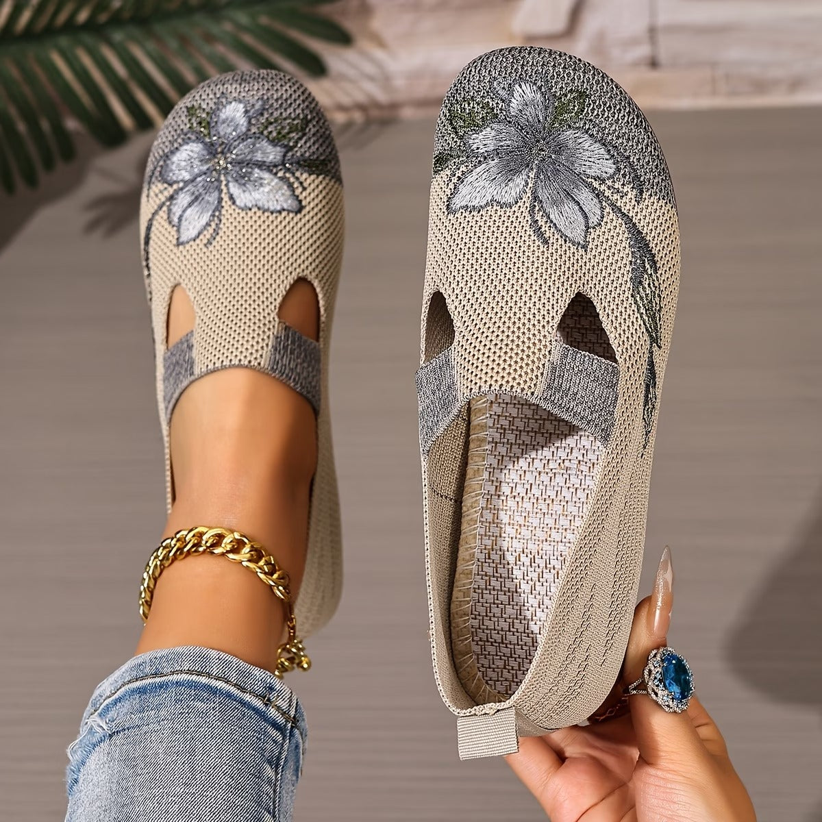 Arixa™ - Chaussures Respirantes Confortables à Broderie Fleurie