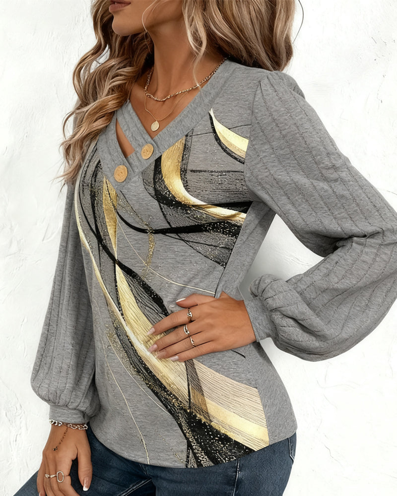 Briavine - Blouse Rayée Élégante Avec Manches Lanternes Bouffantes