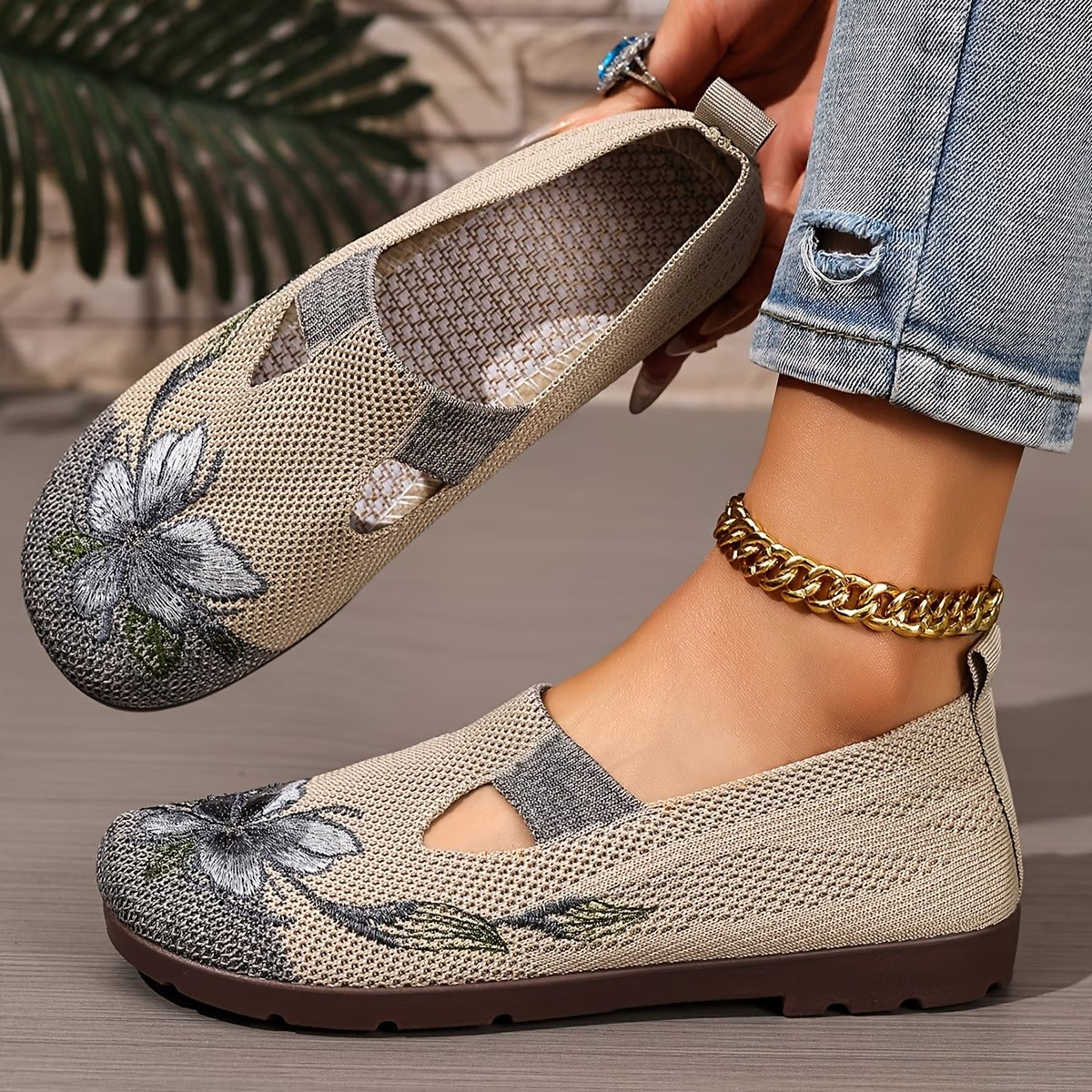 Arixa™ - Chaussures Respirantes Confortables à Broderie Fleurie