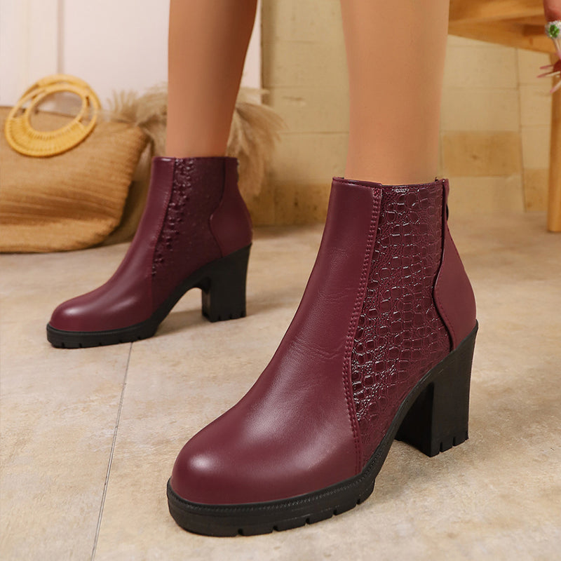 Belyssa™ - Bottines À Talon Épais En Cuir Véritable Élégant