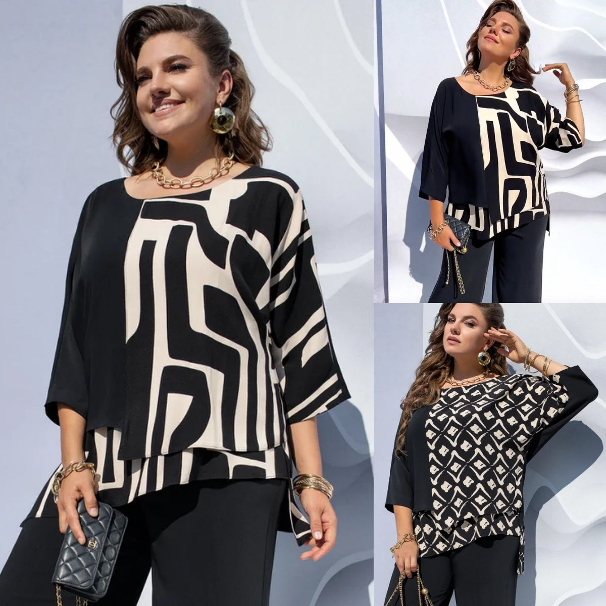 Evaria™ - Chemise Élégante à Col Rond pour Femme