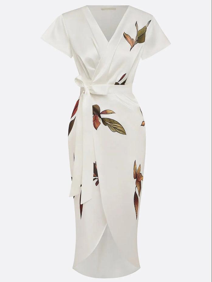 Nysoria™ - Robe Portefeuille Fleurie Élégante