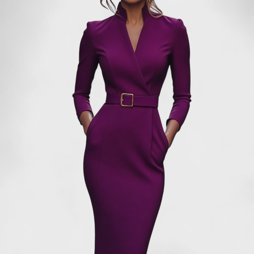 Irielle™ - Robe Élégante avec Ceinture et Col Mao