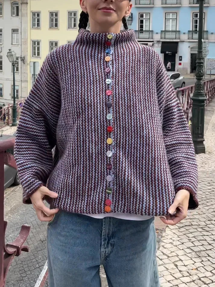 Brisalora™ - Cardigan En Tricot À Boutons Multicolores