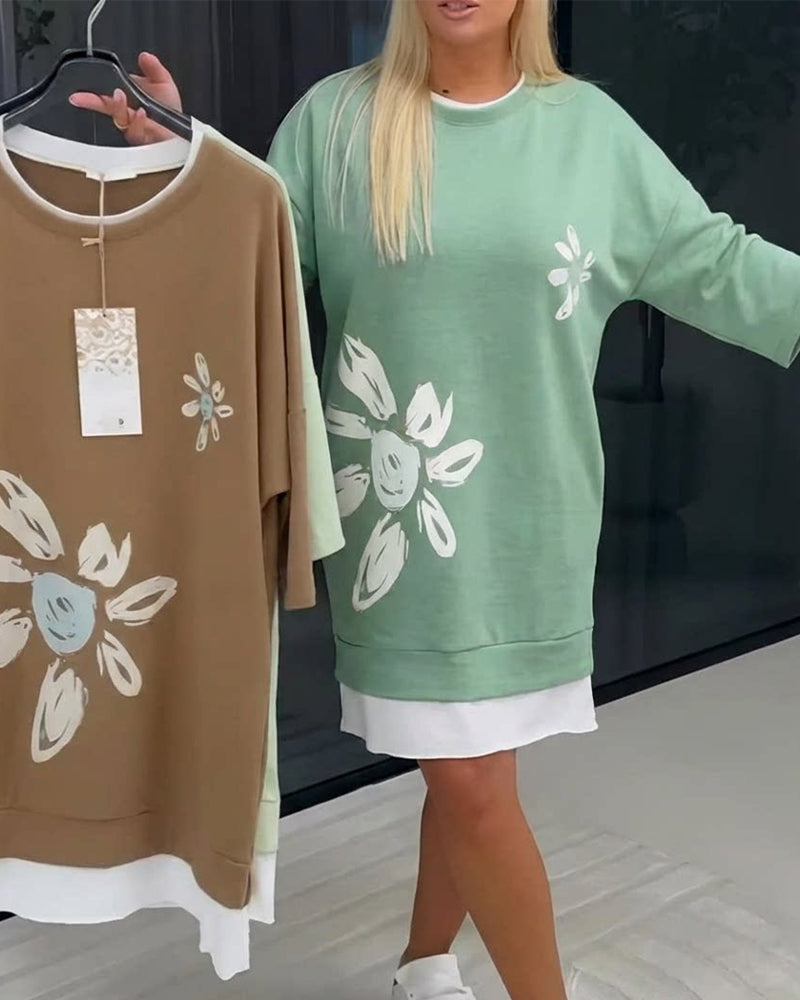 Ravessa™ - Robe Décontractée Style Sweat À Motif Floral