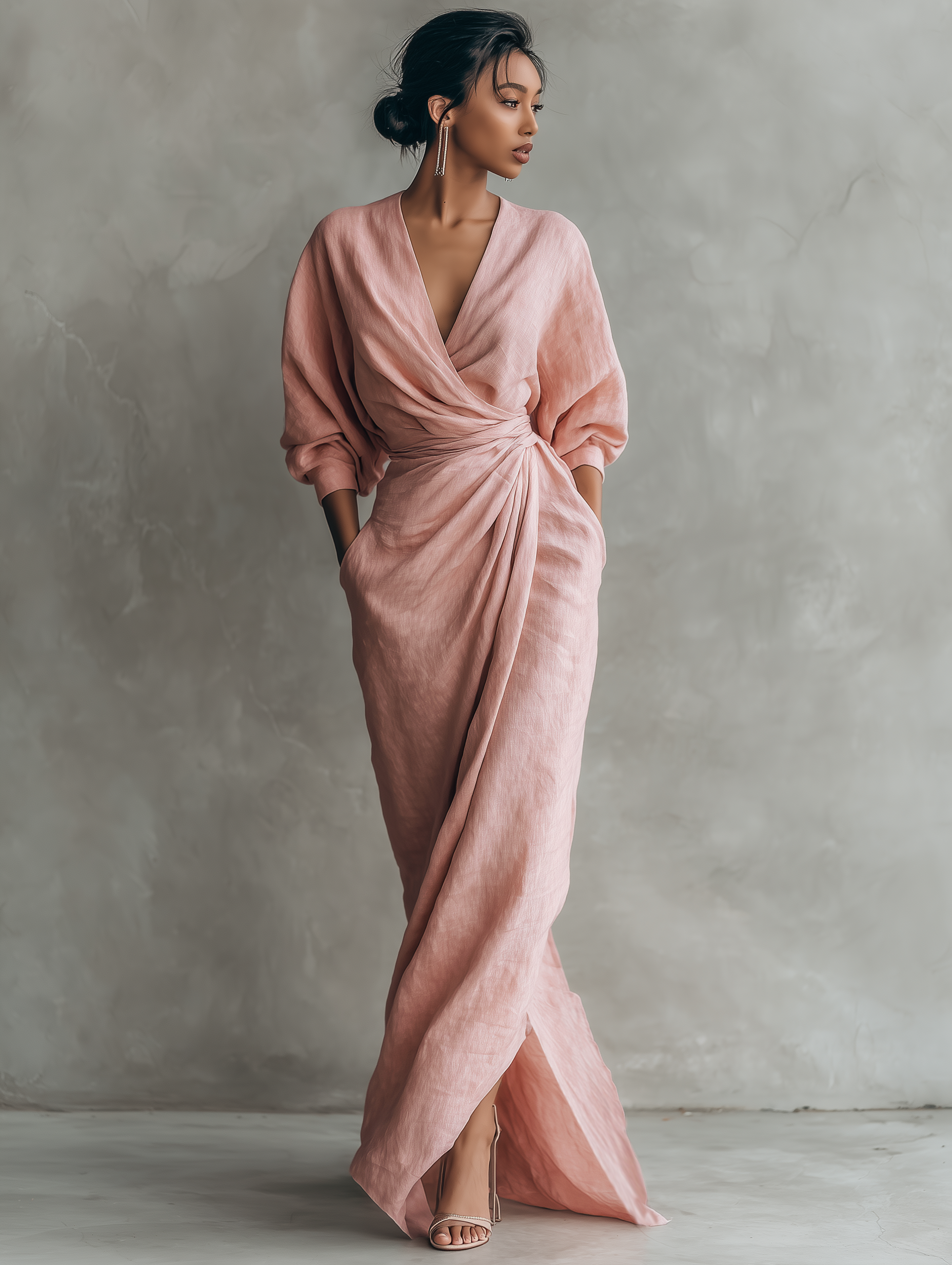 Talyvora™ - Robe maxi femme élégante en lin avec décolleté en V