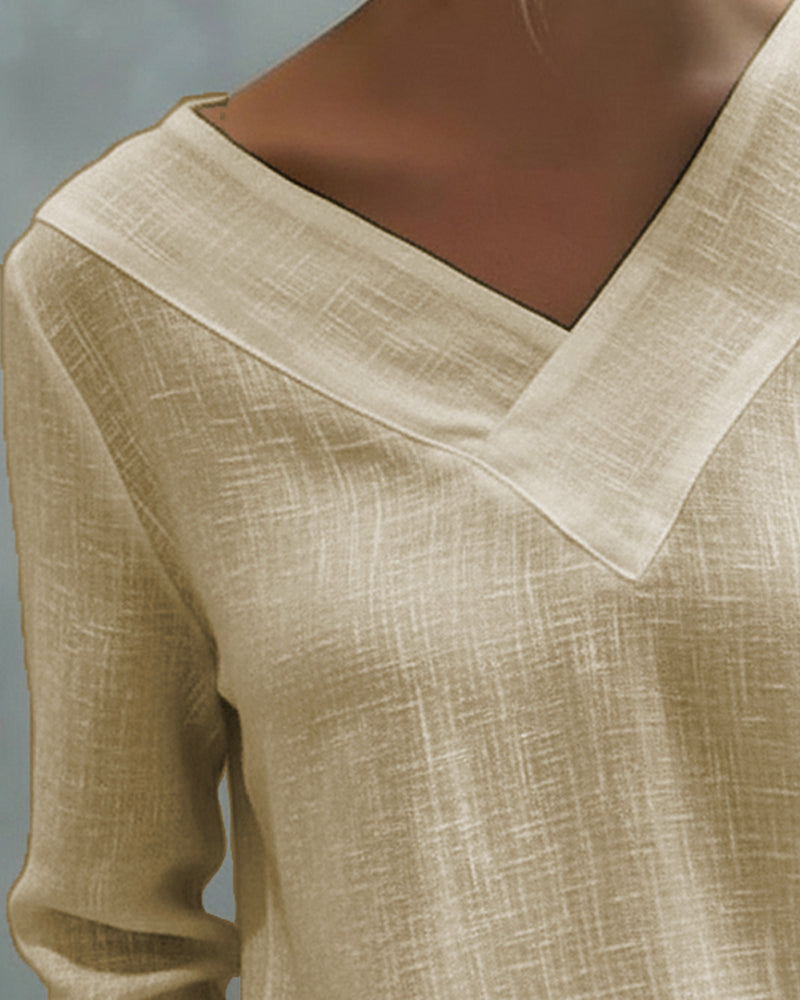 Melyra™ - Haut Élégant à Col V Décolleté Asymétrique