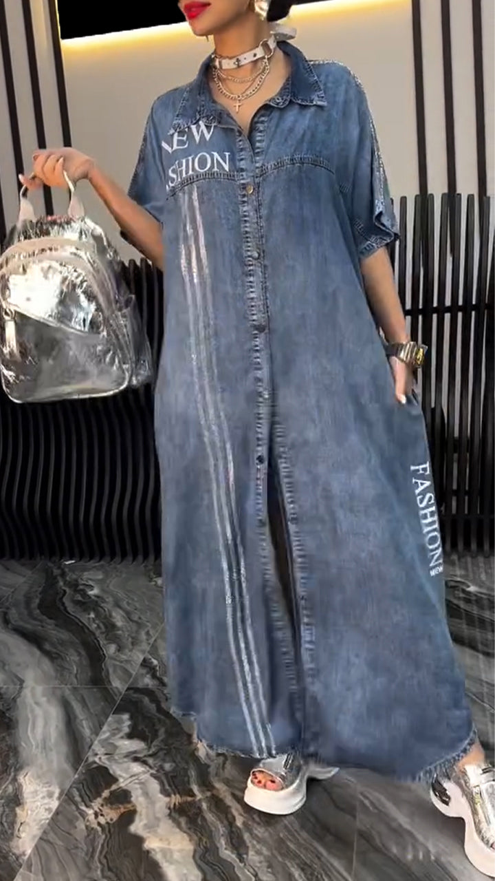 Fiora™ - Robe en denim Tencel pour femme avec revers
